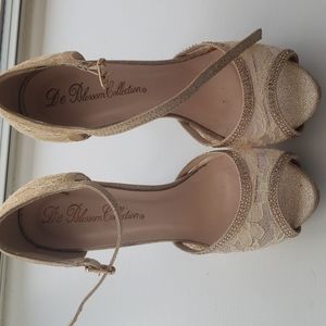 6 inch lacy beige dress shoes